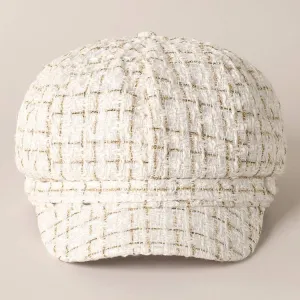 Tweed Plaid Cadet Newsboy Cabbie Cap Hat