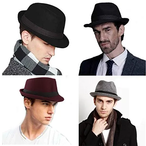 Unisex Classic Manhattan Fedora Hat with Black Band