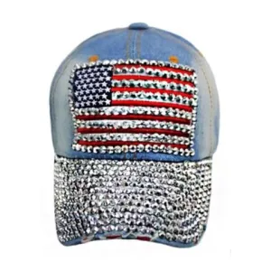 Vintage Denim Adjustable American Flag Hat