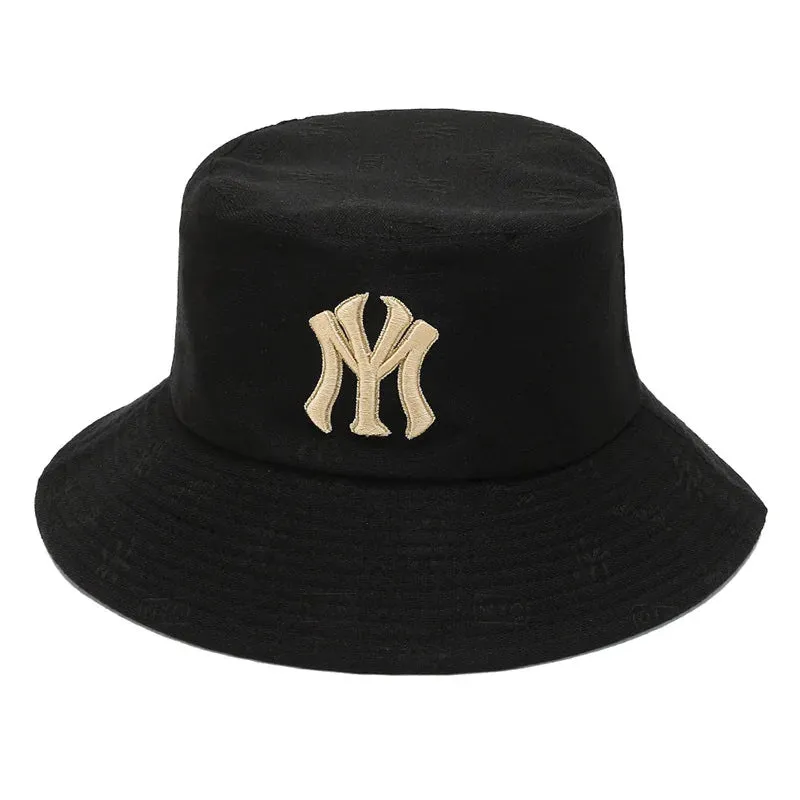 Vintage MY Embroidery Bucket Hat NYC Designer Luxury Women Men Outdoor Sun Cap Fashion Couple Flat Beach Fisherman Caps DP072