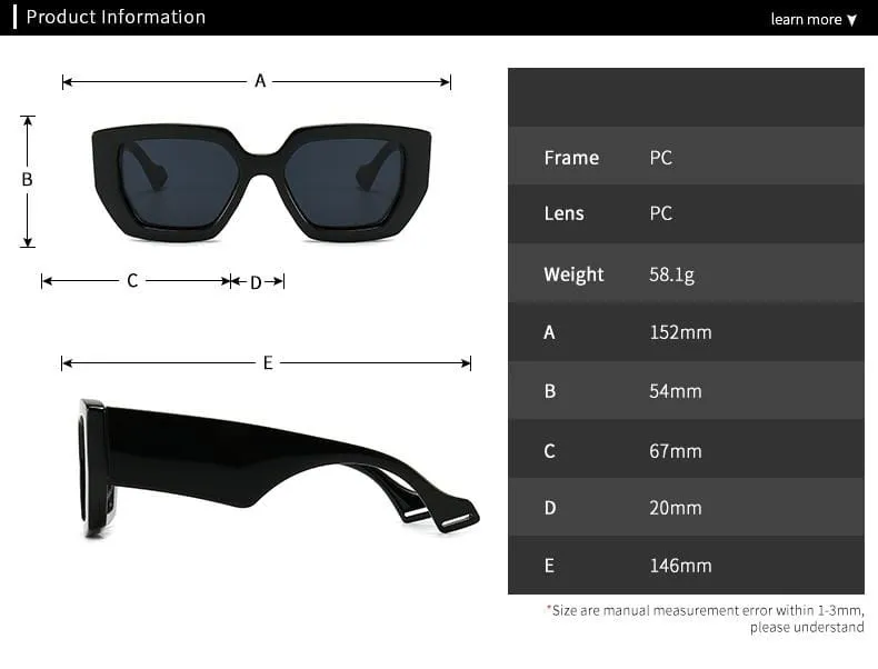 Vintage Square Sunglasses Famous Luxury Big Frame Gradient shade uv400