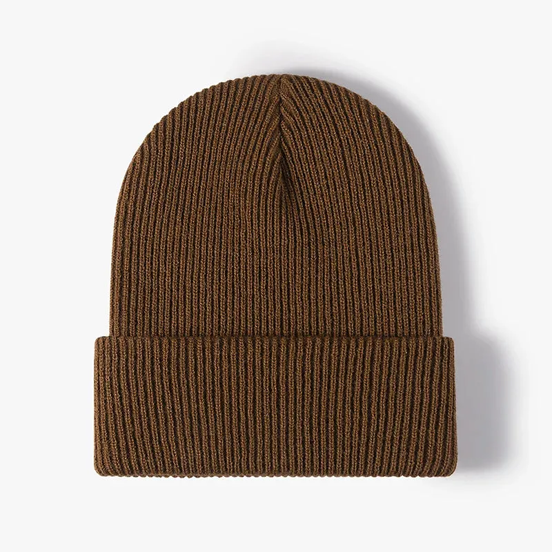 Warm Knitted Beanie Hat - Solid Color Stretch Crochet Beanies Cap for Women Men, Autumn Winter