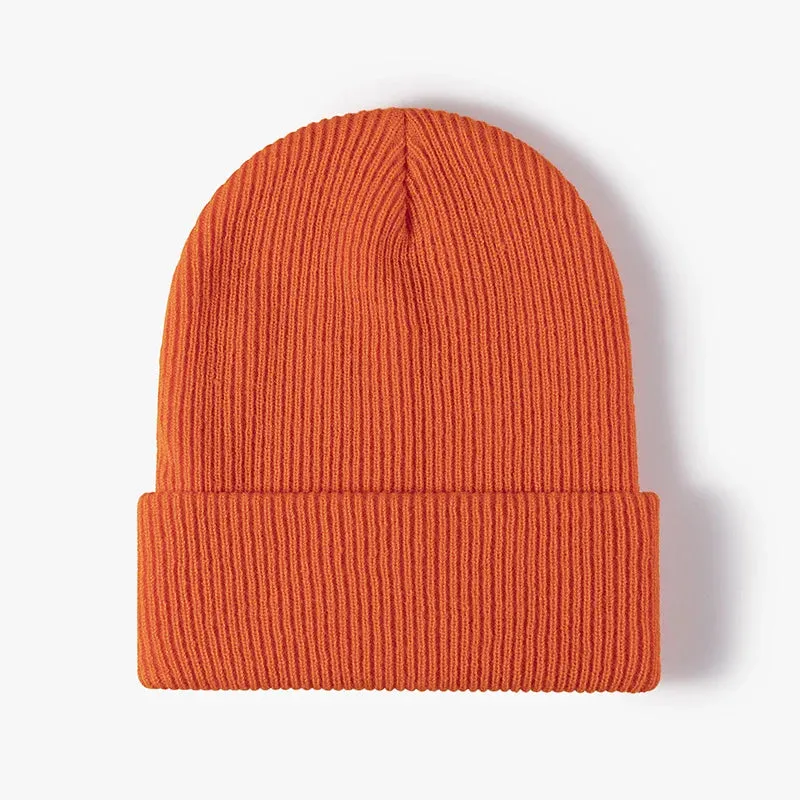 Warm Knitted Beanie Hat - Solid Color Stretch Crochet Beanies Cap for Women Men, Autumn Winter