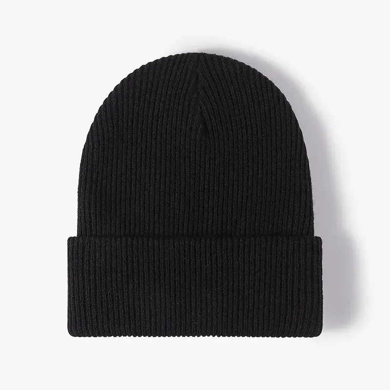 Warm Knitted Beanie Hat - Solid Color Stretch Crochet Beanies Cap for Women Men, Autumn Winter