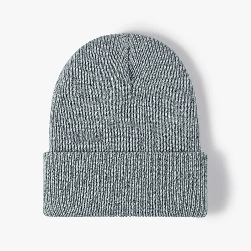 Warm Knitted Beanie Hat - Solid Color Stretch Crochet Beanies Cap for Women Men, Autumn Winter