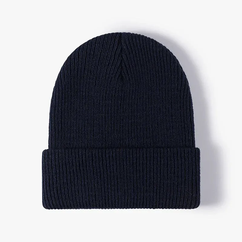Warm Knitted Beanie Hat - Solid Color Stretch Crochet Beanies Cap for Women Men, Autumn Winter