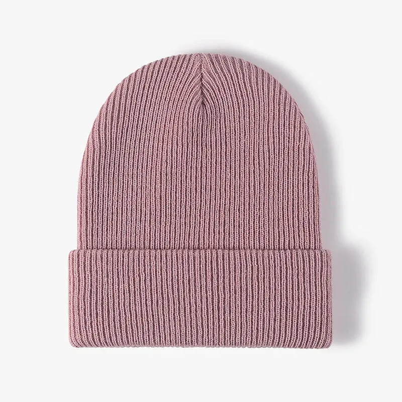 Warm Knitted Beanie Hat - Solid Color Stretch Crochet Beanies Cap for Women Men, Autumn Winter