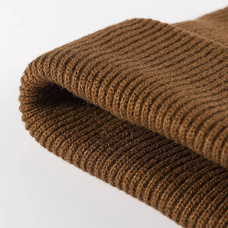 Warm Knitted Beanie Hat - Solid Color Stretch Crochet Beanies Cap for Women Men, Autumn Winter