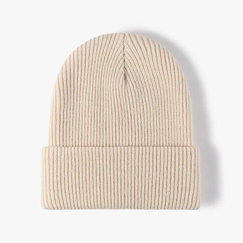 Warm Knitted Beanie Hat - Solid Color Stretch Crochet Beanies Cap for Women Men, Autumn Winter