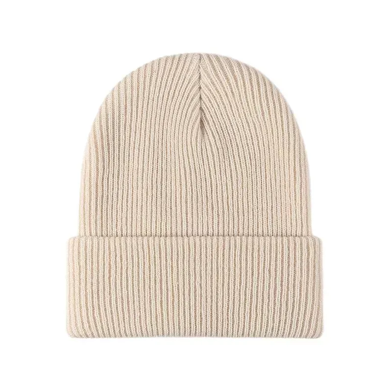 Warm Knitted Beanie Hat - Solid Color Stretch Crochet Beanies Cap for Women Men, Autumn Winter