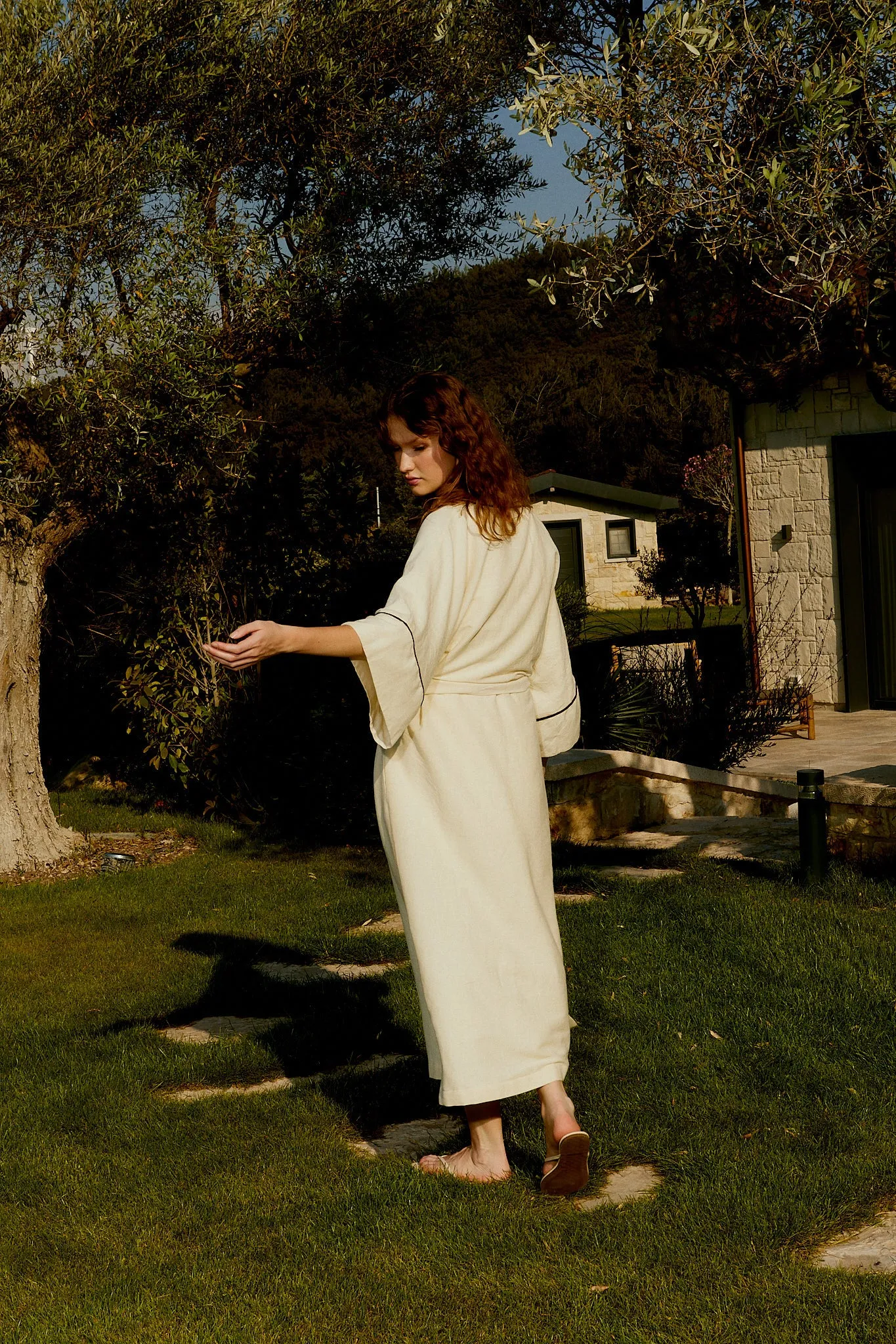 Wool Kimono With Piping