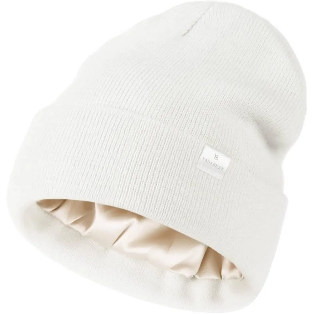 YANIBEST Womens Saitn Lined Knit Beanie Hat Acrylic Winter Hats for Women Men Silk Lining Soft Slouchy Warm Cuffed Beanie Hat | Multiple Colors